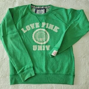 2/$50 VS Pink University Vintage Sweatshirt M Kelly Green Love Pink Univ Classic